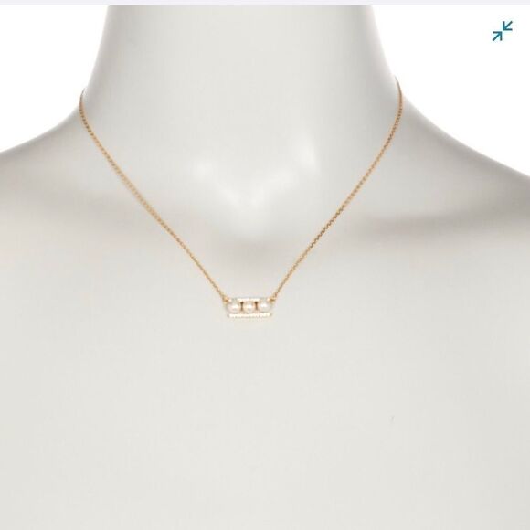 ADORNIA yellow gold plated Pearl and Swarovski pendant Necklace - Picture 3 of 5